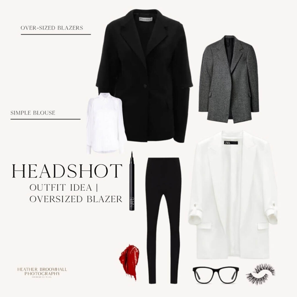 Black white and gray outfit idea collage for headshots