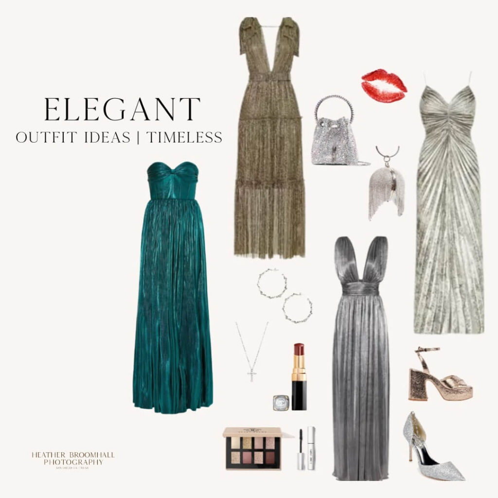 elegant and timeless outfit ideas collage for headshot sessions