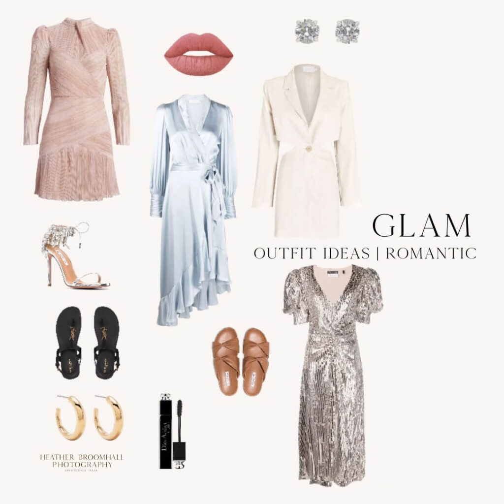 glam and romantic outfit ideas for headshots
