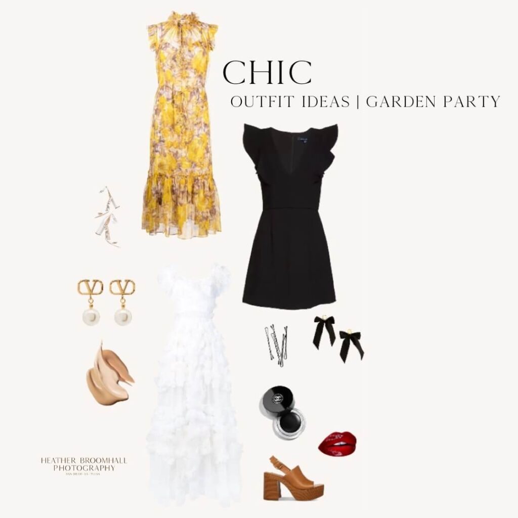chic garden party inspired outfit ideas on a collage for headshots